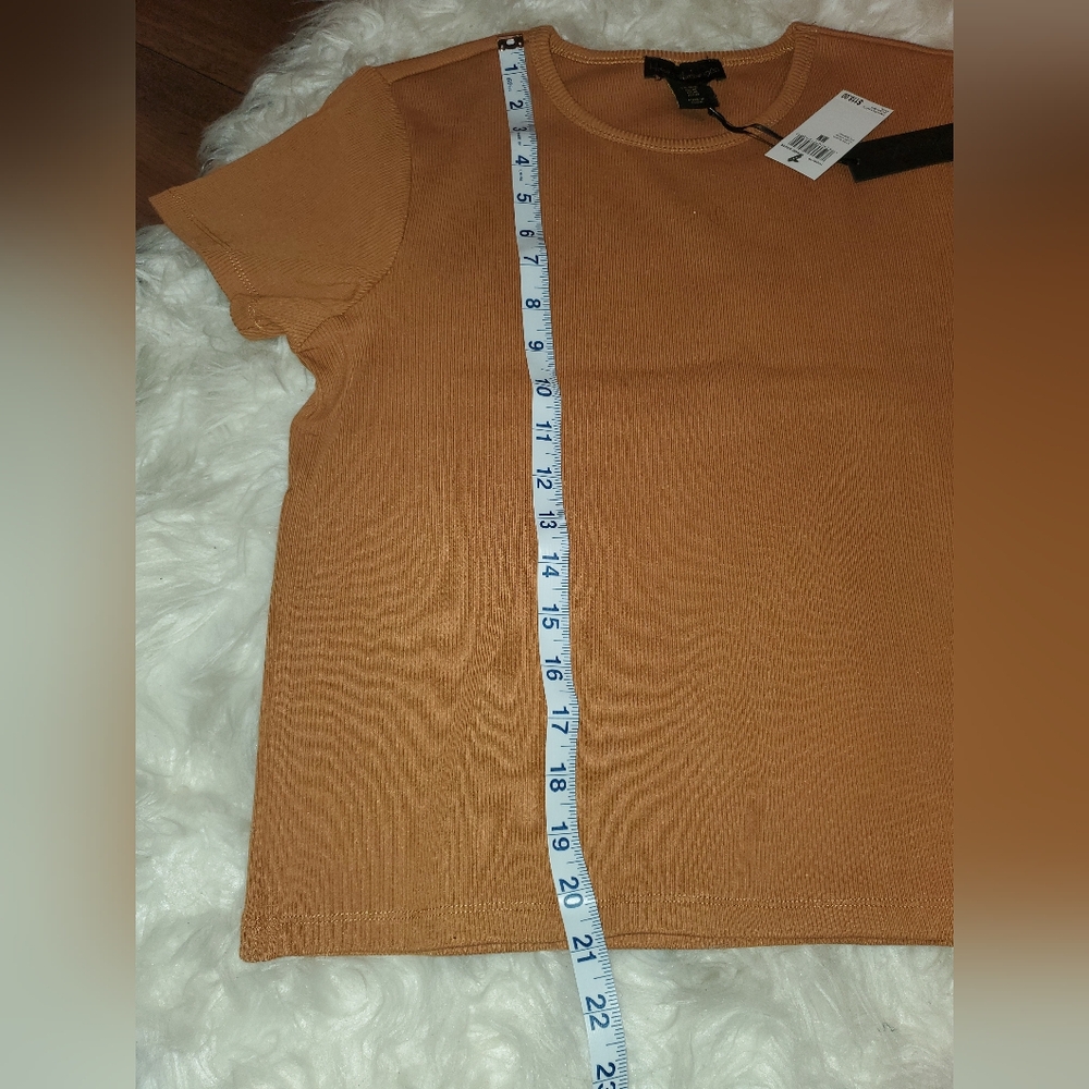 NWT House of Harlow 1960 Brown Ribbed Fitted Short Sleeve Tee Medium - Picture 6 of 7